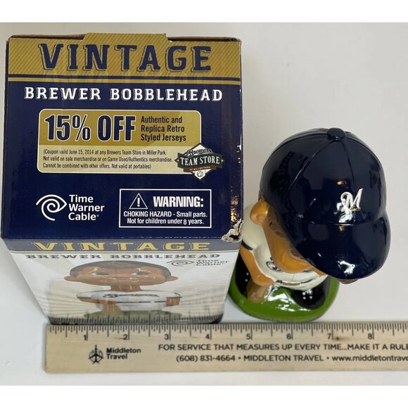 2014 Milwaukee Brewers Bob "Bullhead" Bruer Collectible Bobblehead, #3 of 8 - Picture 10 of 11